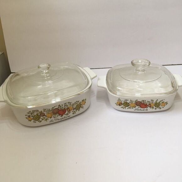 TWO CORNING‎ WARE SPICE OF LIFE BAKING DISHES WITH LIDS